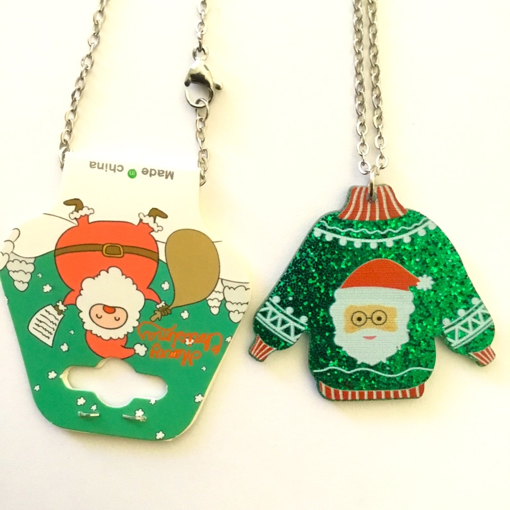 New Santa Claus Christmas Sweater Necklace